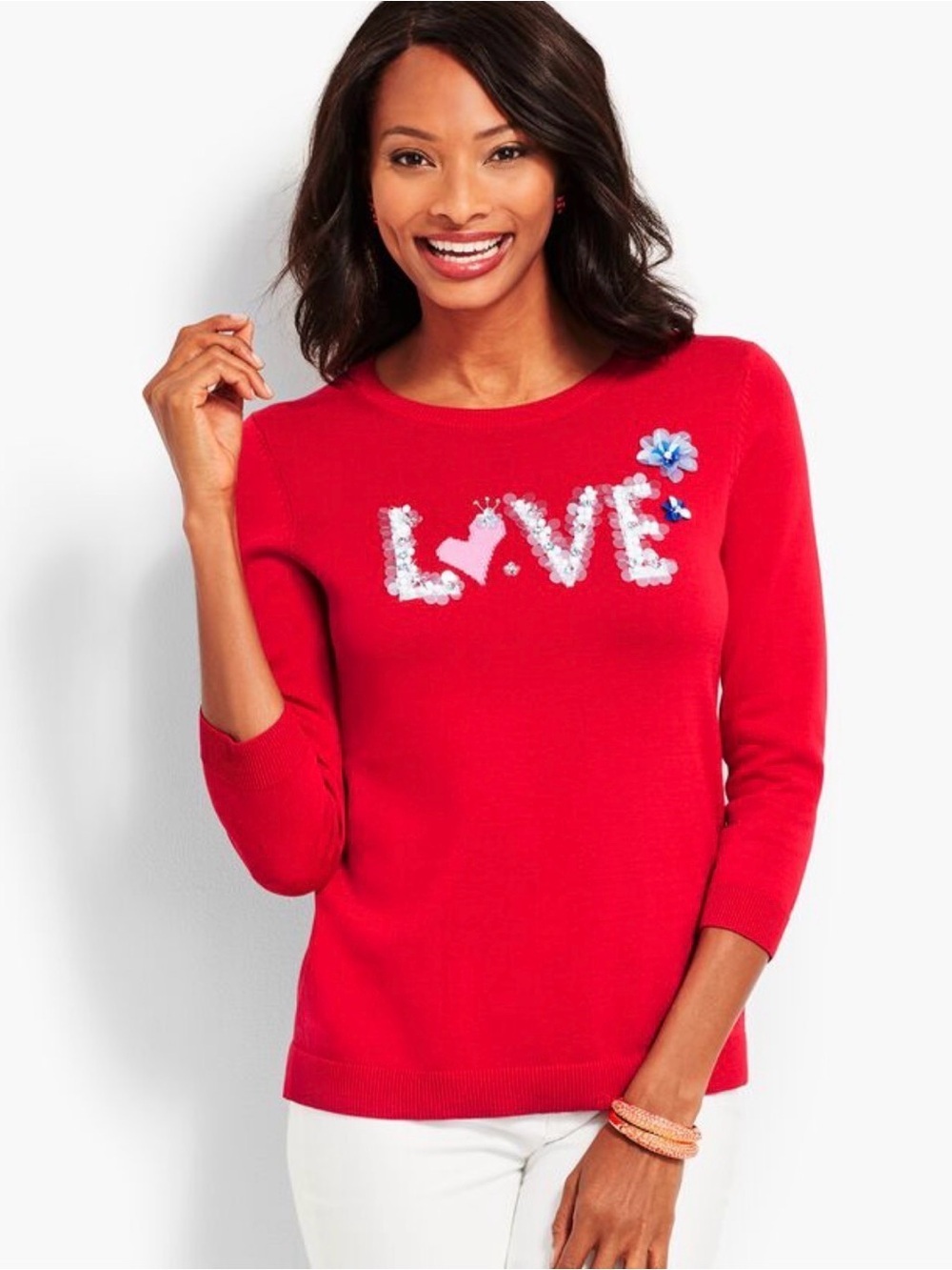 Talbots New Love Hand Sewn Beaded & Sequin Sweater